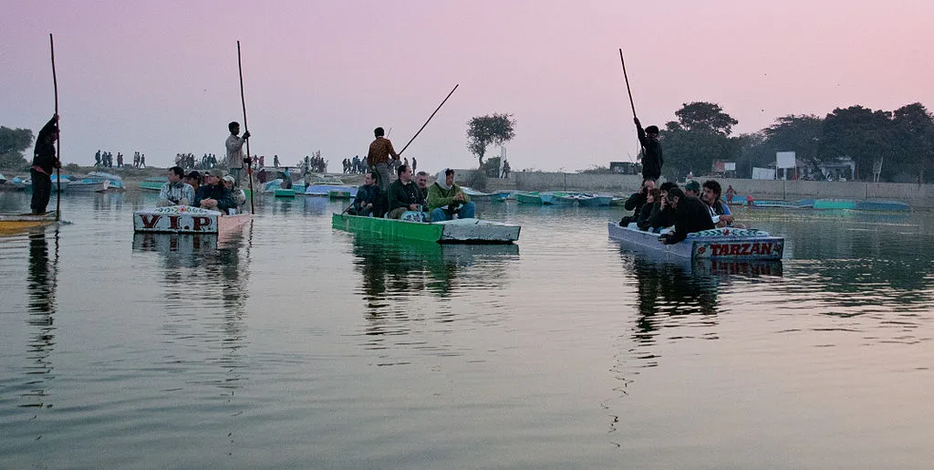 Boats taking Birders to the Location for Birding at Nal Sarovar Bird Sanctuary