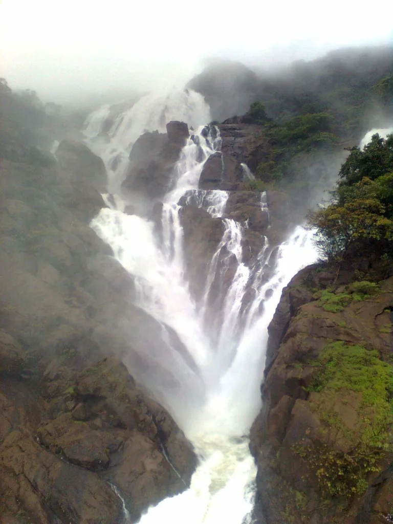 The milky and dangerous Dudhsagar waterfall