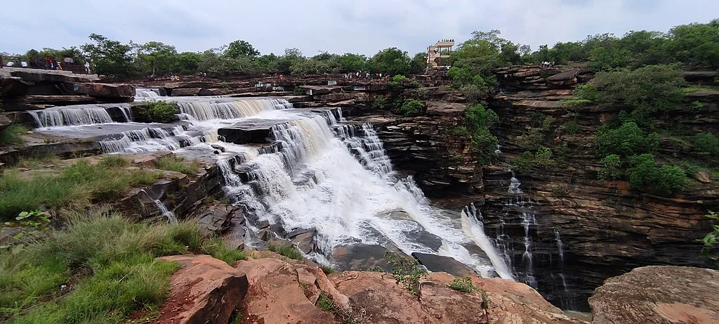 The unique waterfall of the chandra Prabha wildlife sanctuary