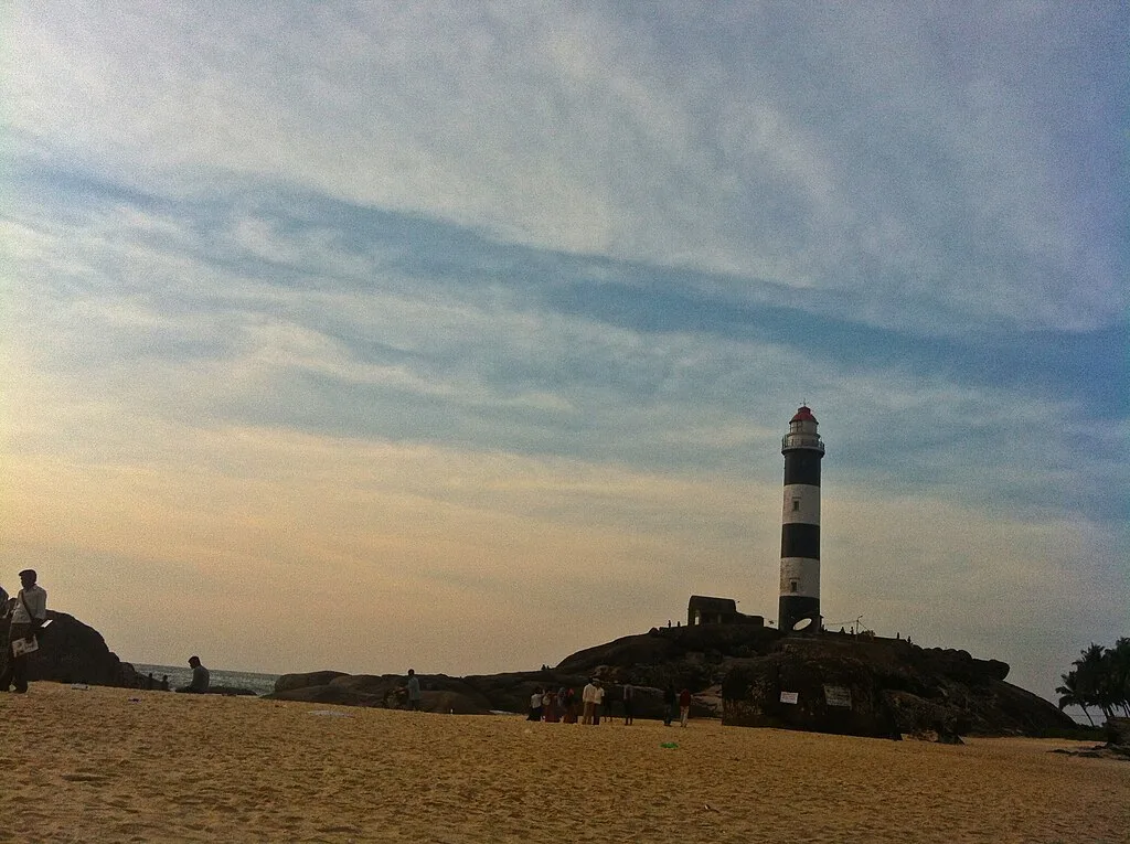 The Elegant standing tall light house of the Kaup Beach